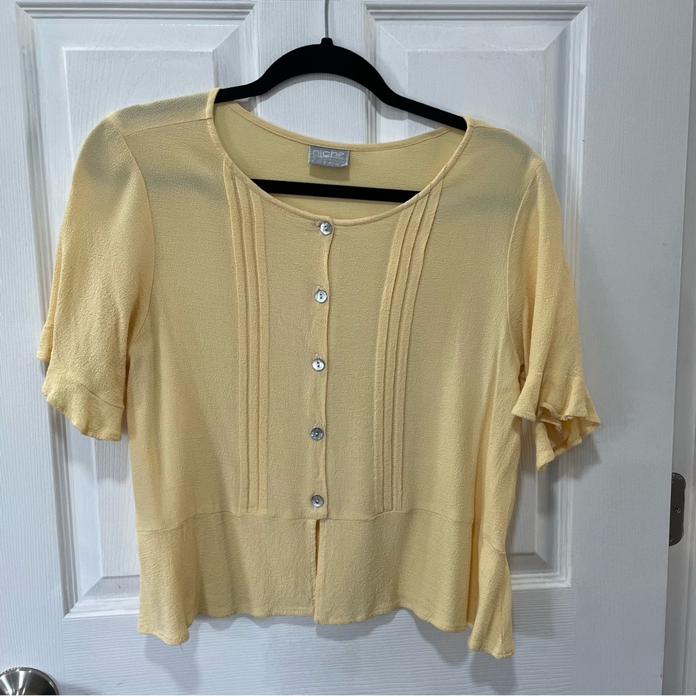 Vintage Pale Yellow Button Up Top